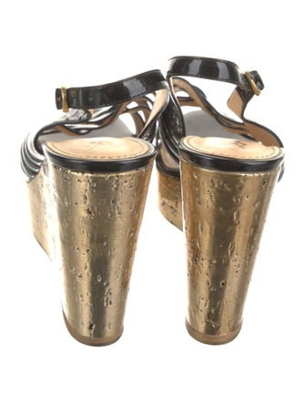 Saint Laurent Patent Leather Slingback Sandals