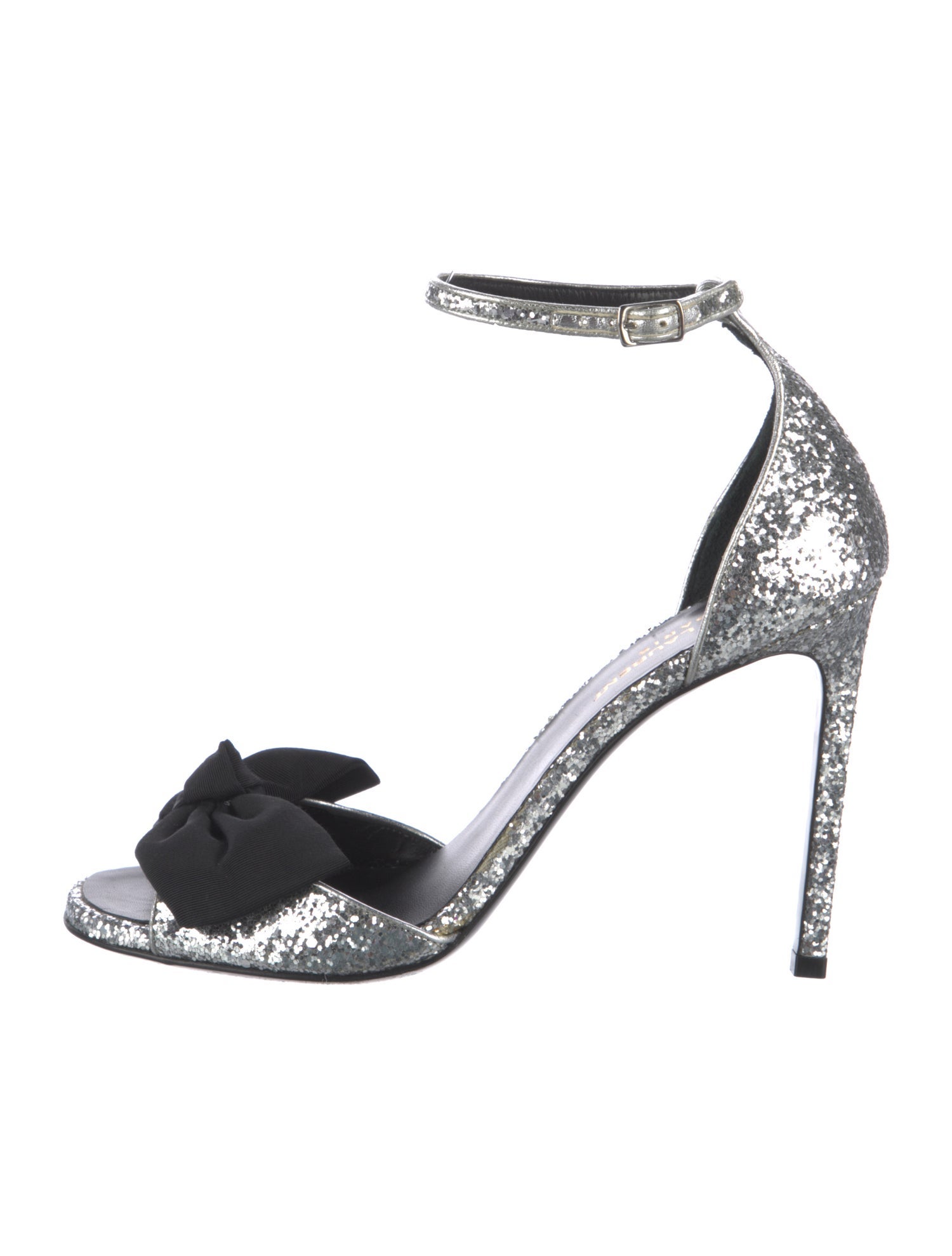 Saint Laurent Glitter Bow Accents Sandals