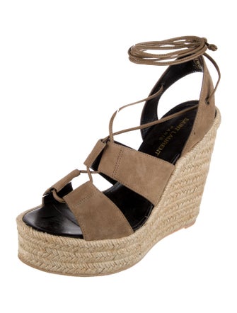 Saint Laurent Suede Leather Trim Embellishment Espadrilles