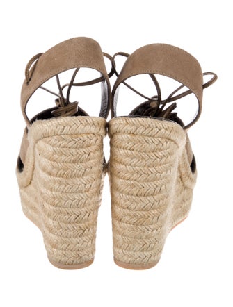 Saint Laurent Suede Leather Trim Embellishment Espadrilles