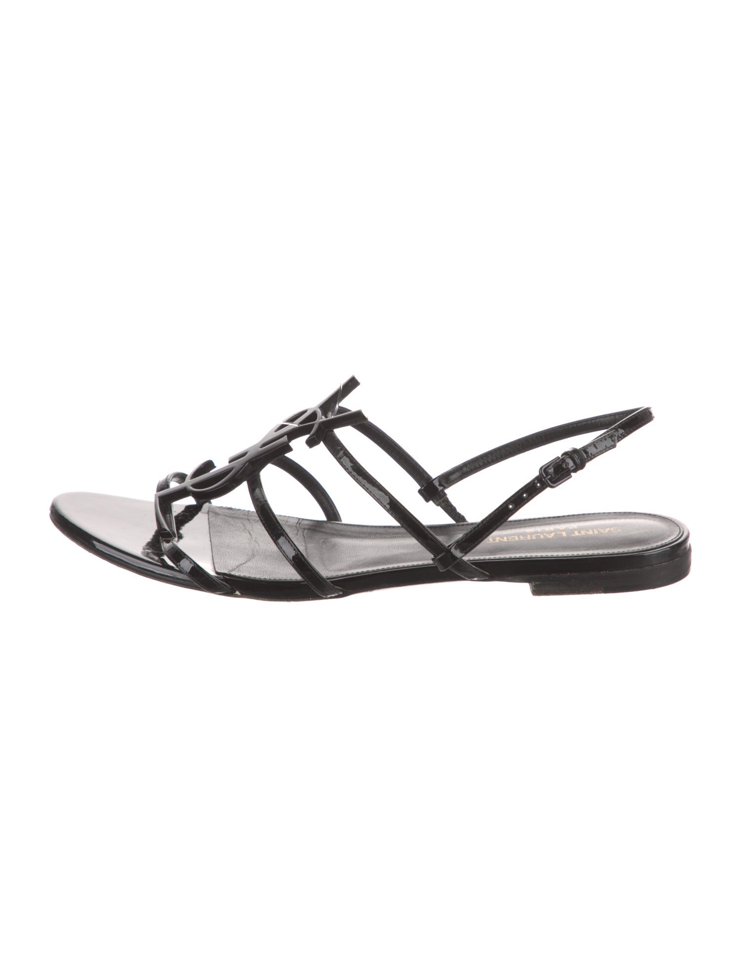 Saint Laurent Patent Leather Slingback Sandals