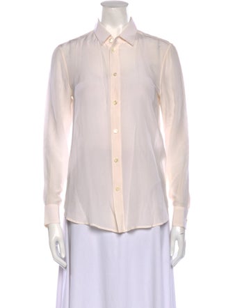 Saint Laurent Silk Long Sleeve Button-Up Top
