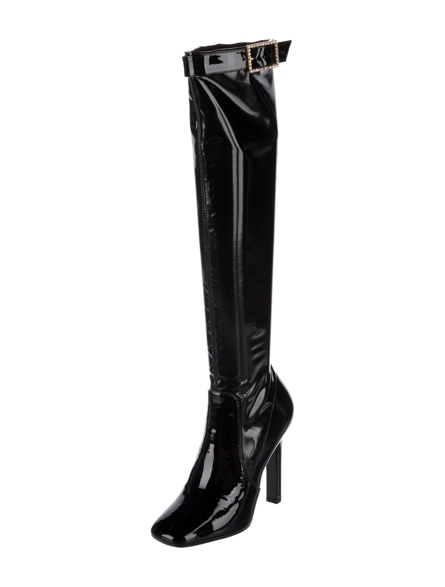 Saint Laurent Patent Leather Crystal Embellishments Boots