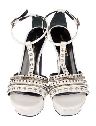 Saint Laurent Leather Printed T-Strap Sandals