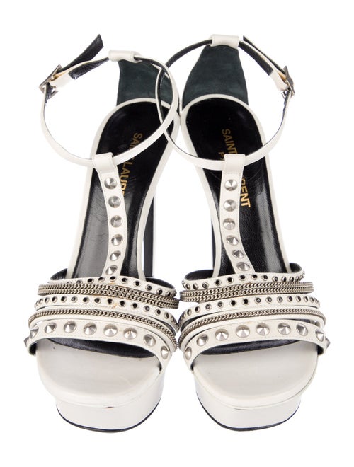 Saint Laurent Leather Printed T-Strap Sandals