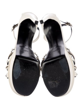 Saint Laurent Leather Printed T-Strap Sandals