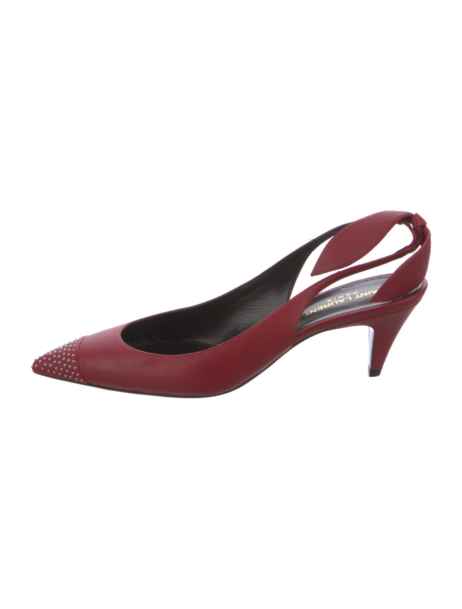 Saint Laurent Leather Bow Accents Slingback Pumps