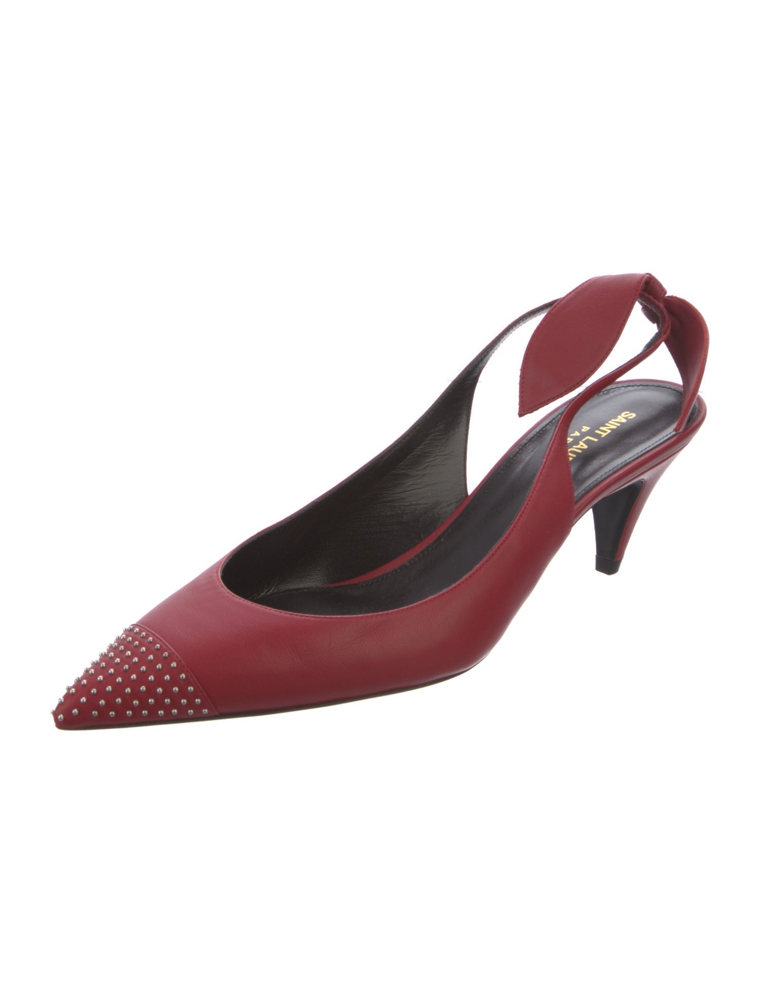 Saint Laurent Leather Bow Accents Slingback Pumps