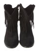 Saint Laurent Suede Fringe Trim Accent Western Boots