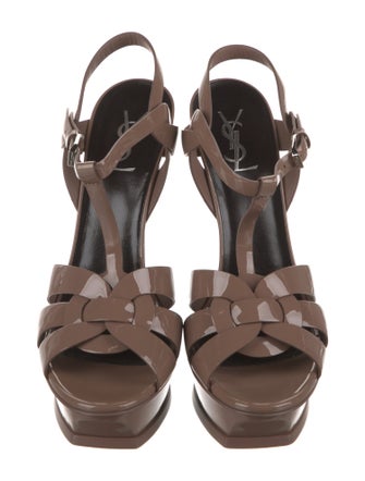 Saint Laurent Patent Leather T-Strap Sandals