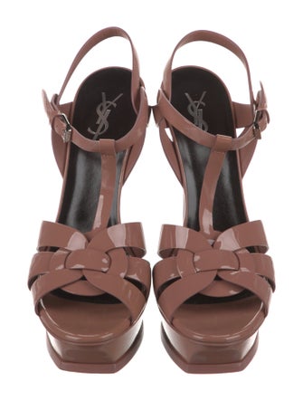 Saint Laurent Patent Leather T-Strap Sandals