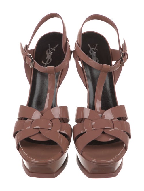 Saint Laurent Patent Leather T-Strap Sandals