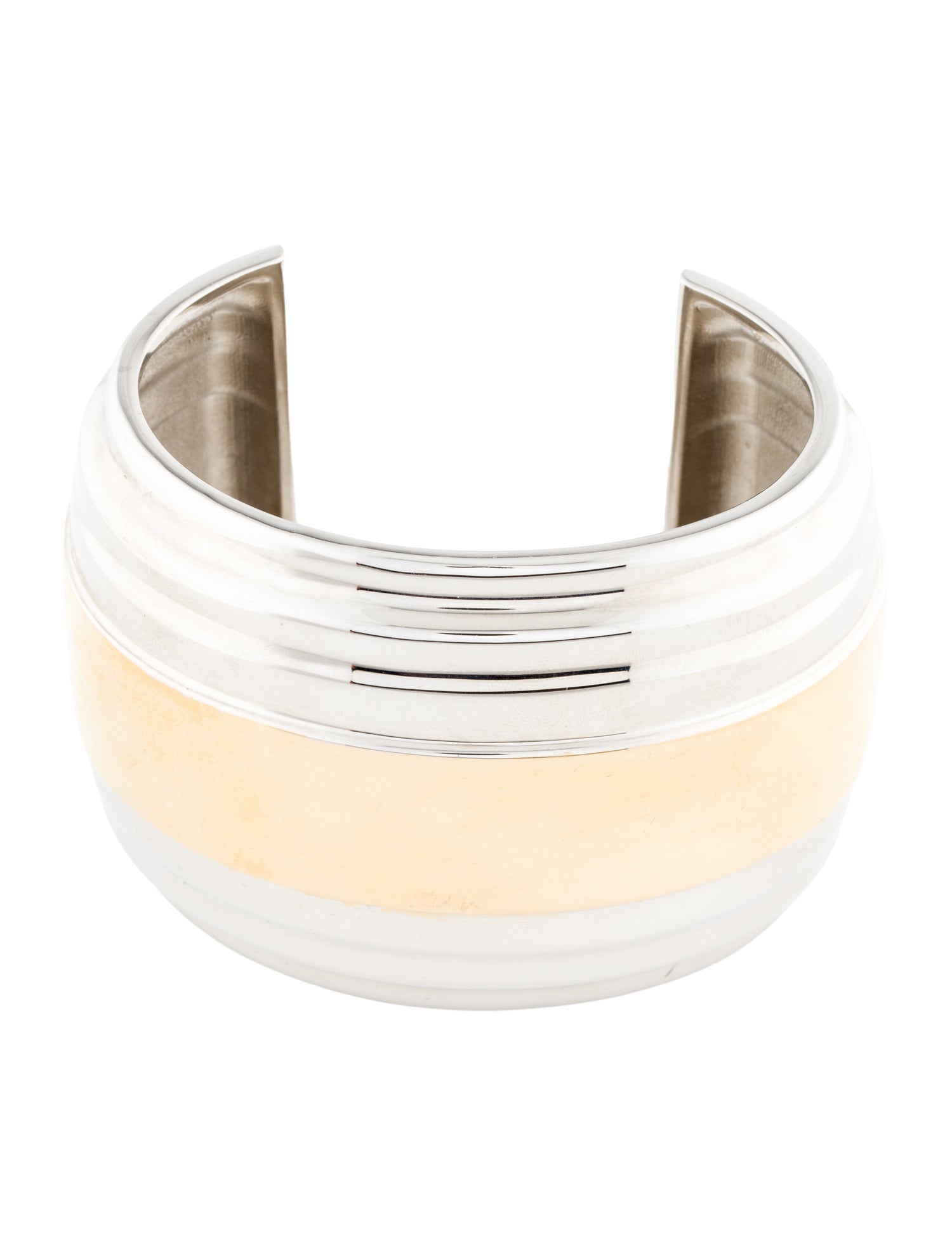 Saint Laurent Two-Tone Wheel Cuff Bracelet