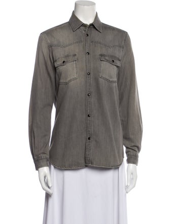 Saint Laurent Long Sleeve Button-Up Top
