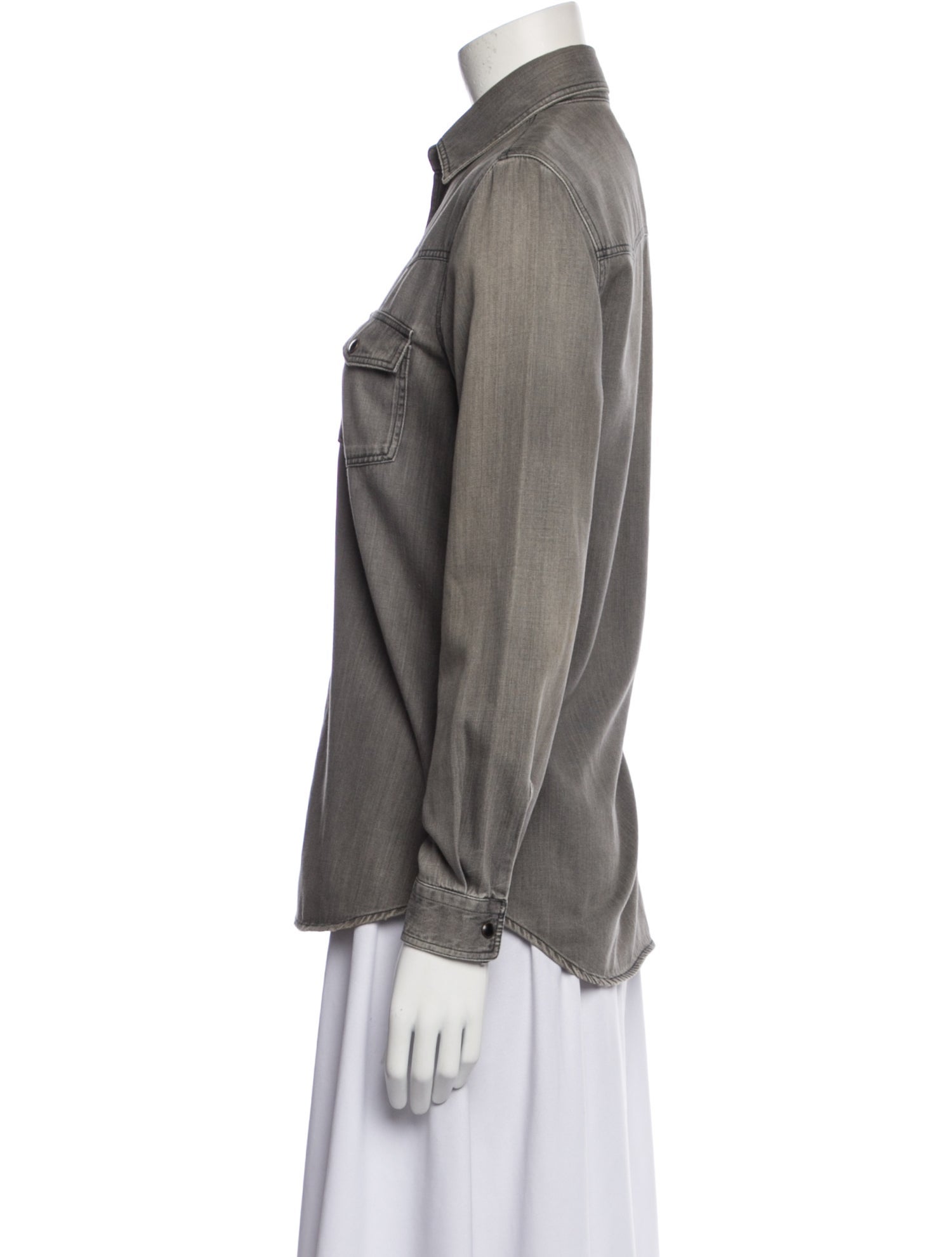 Saint Laurent Long Sleeve Button-Up Top