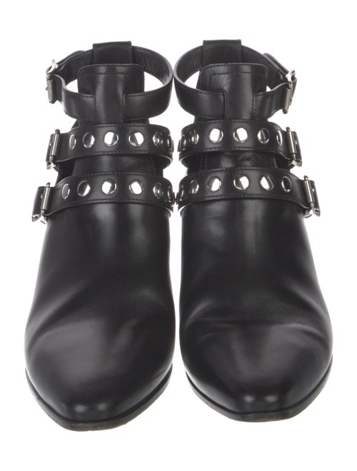Saint Laurent Leather Studded Accents Lace-Up Boots