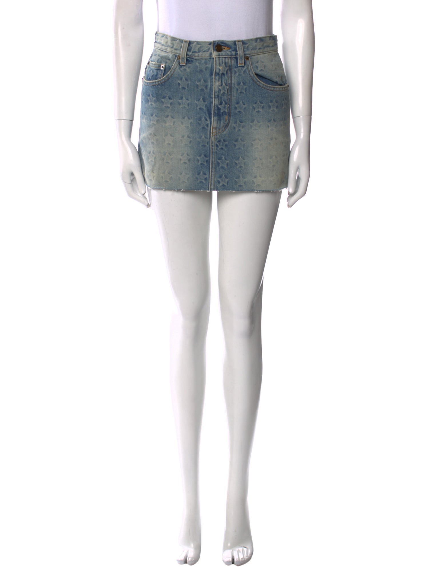 Saint Laurent Raw-Edge Trim Mini Skirt