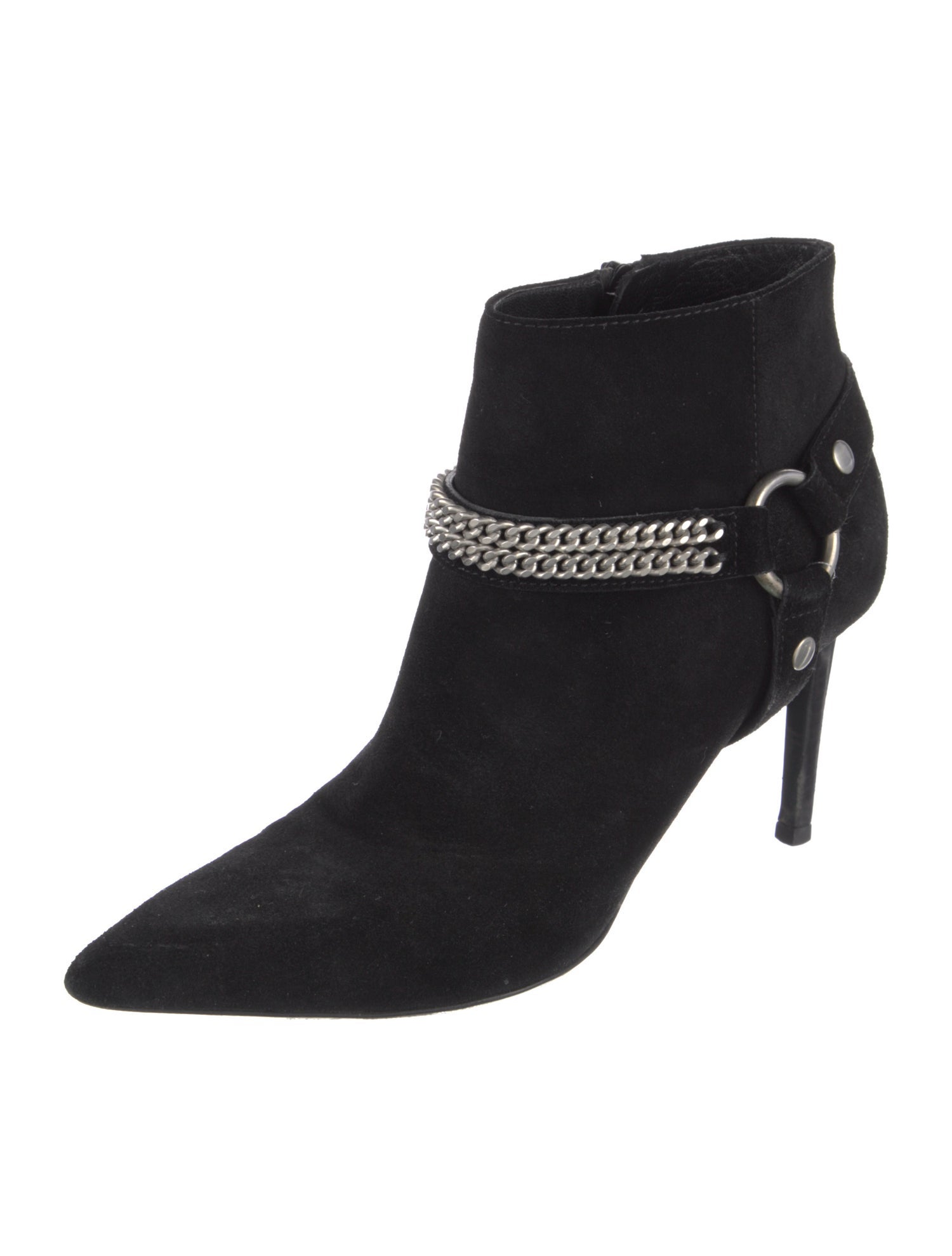 Saint Laurent Suede Chain-Link Accents Boots