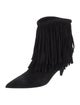 Saint Laurent Suede Fringe Trim Accent Boots