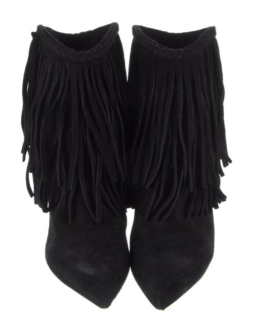 Saint Laurent Suede Fringe Trim Accent Boots