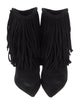 Saint Laurent Suede Fringe Trim Accent Boots