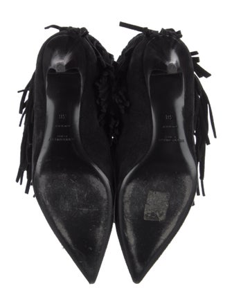 Saint Laurent Suede Fringe Trim Accent Boots