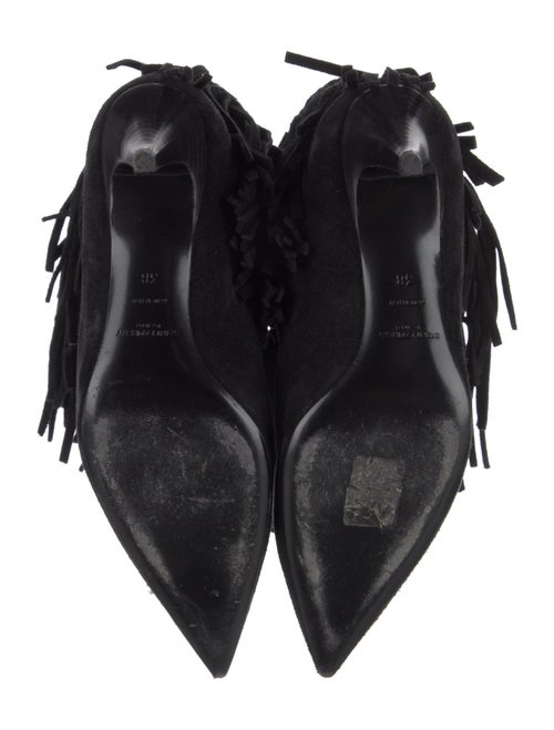 Saint Laurent Suede Fringe Trim Accent Boots