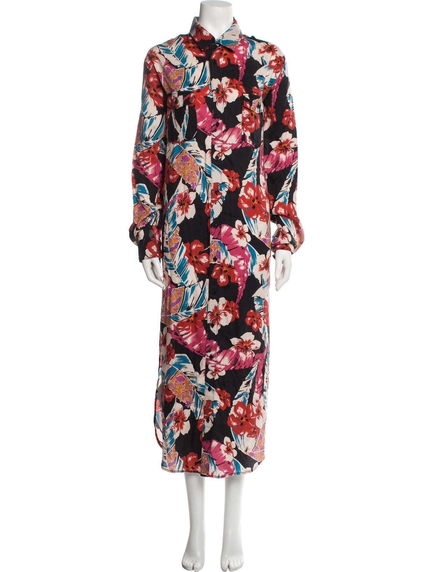 Saint Laurent Floral Print Long Dress
