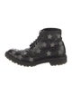 Saint Laurent Leather Studded Accents Combat Boots