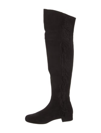 Saint Laurent Suede Fringe Trim Accent Boots
