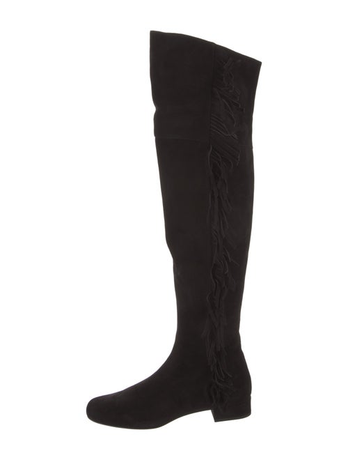 Saint Laurent Suede Fringe Trim Accent Boots