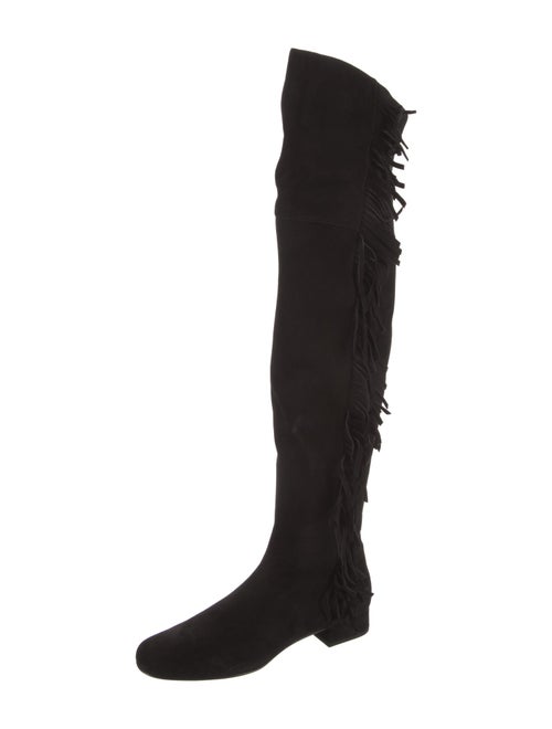Saint Laurent Suede Fringe Trim Accent Boots