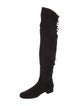 Saint Laurent Suede Fringe Trim Accent Boots