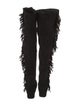 Saint Laurent Suede Fringe Trim Accent Boots