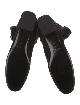 Saint Laurent Suede Fringe Trim Accent Boots