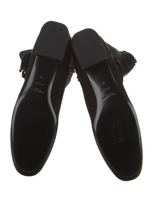 Saint Laurent Suede Fringe Trim Accent Boots