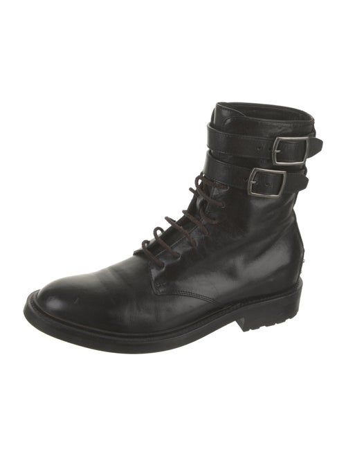 Saint Laurent Leather Studded Accents Combat Boots