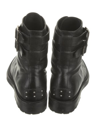 Saint Laurent Leather Studded Accents Combat Boots
