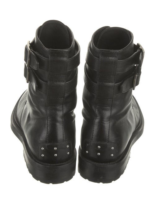 Saint Laurent Leather Studded Accents Combat Boots