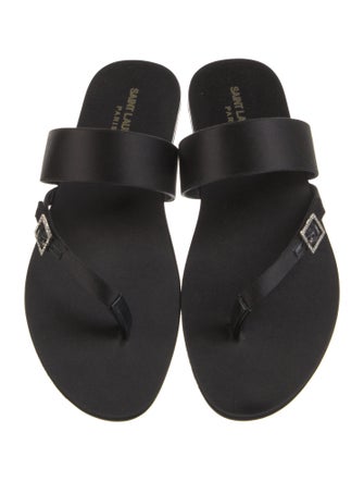 Saint Laurent Satin Crystal Embellishments Slides