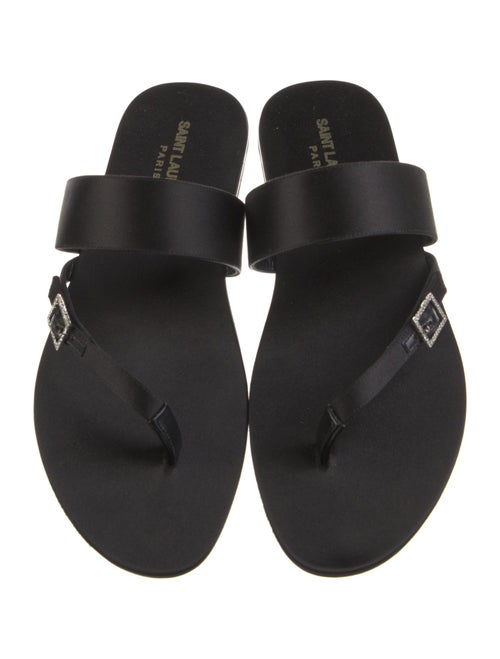 Saint Laurent Satin Crystal Embellishments Slides