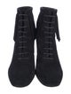 Saint Laurent Suede Fringe Trim Accent Lace-Up Boots