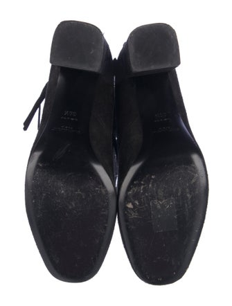 Saint Laurent Suede Fringe Trim Accent Lace-Up Boots