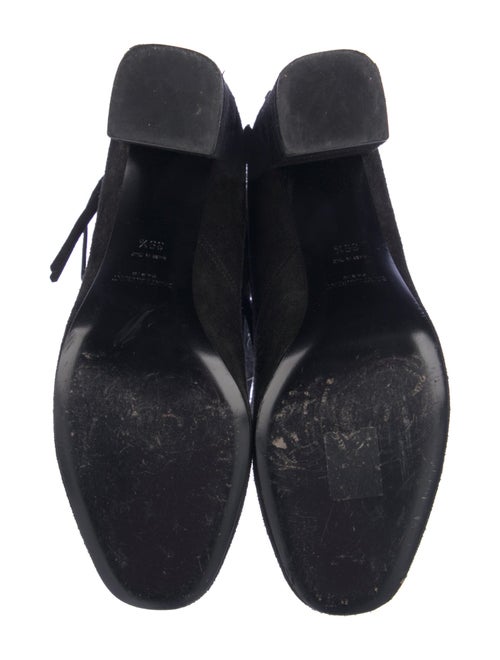 Saint Laurent Suede Fringe Trim Accent Lace-Up Boots