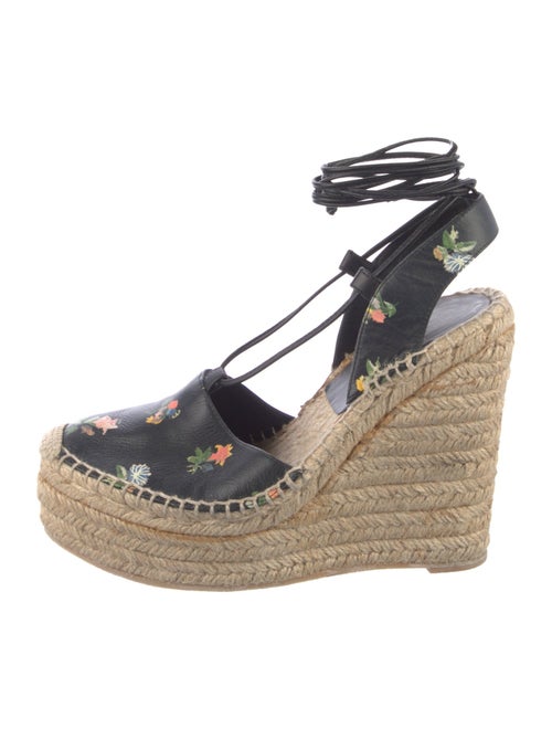 Saint Laurent Leather Floral Print Espadrilles