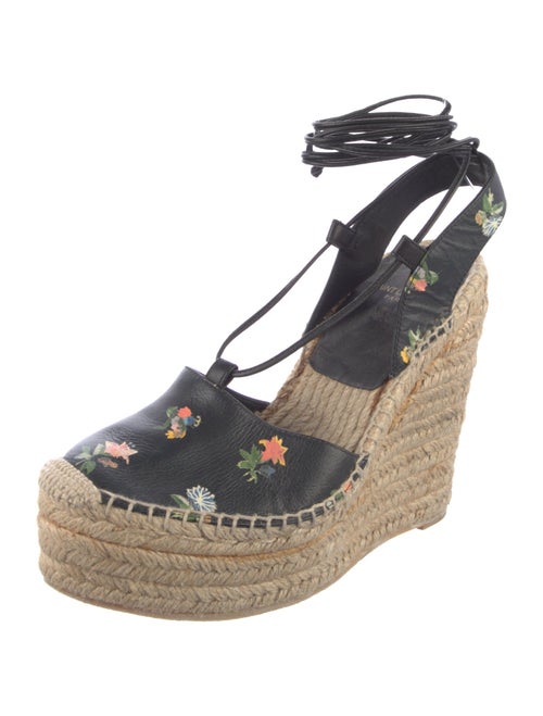 Saint Laurent Leather Floral Print Espadrilles