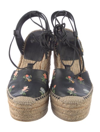 Saint Laurent Leather Floral Print Espadrilles