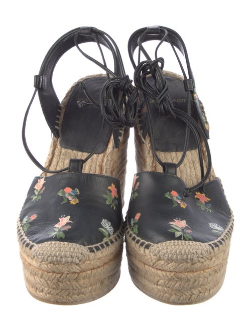 Saint Laurent Leather Floral Print Espadrilles