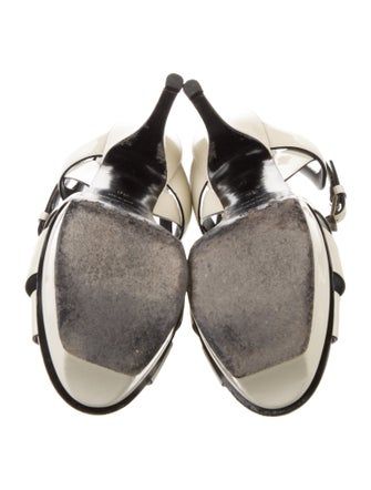 Saint Laurent Patent Leather Printed T-Strap Sandals