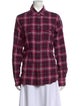 Saint Laurent Plaid Print Long Sleeve Button-Up Top